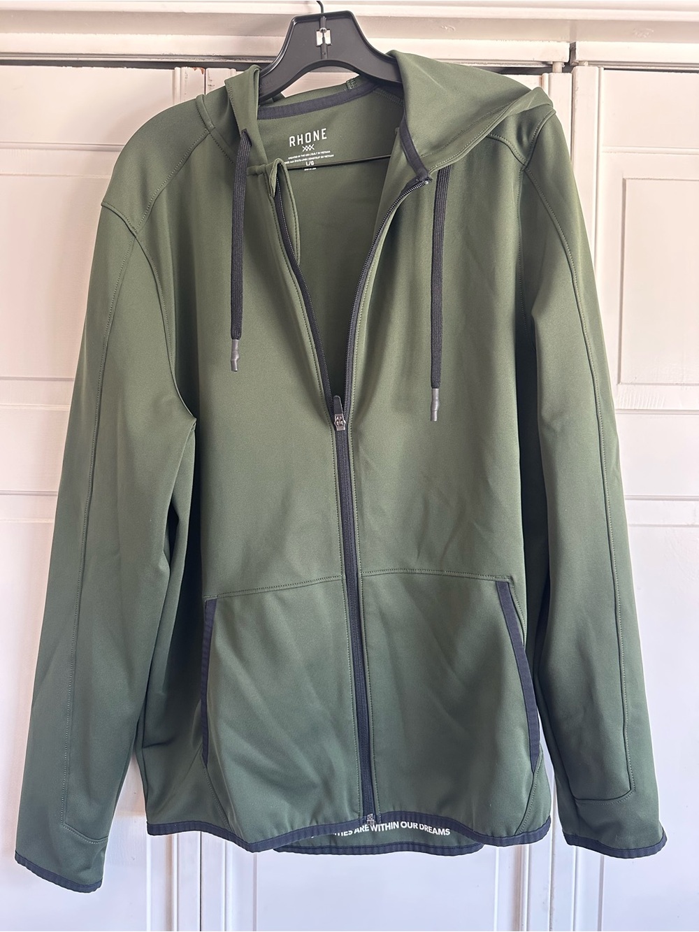 RHONE Dark Green Full-Zip Performance Hoodie Jacket